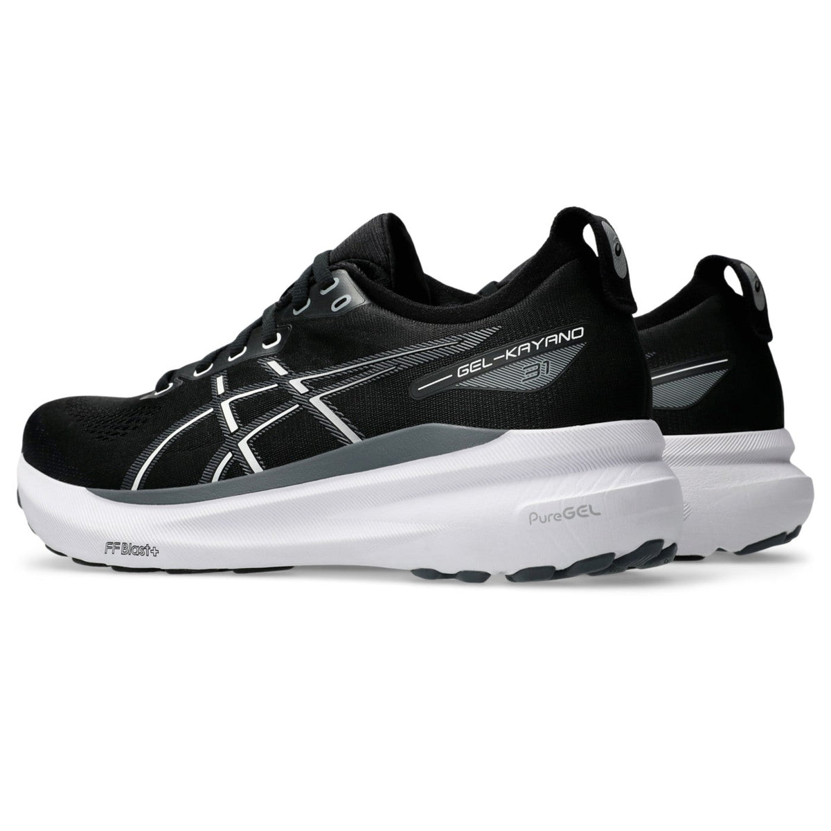 ASICS GEL-Kayano 31 Noir-Blanc / Black-White — vue avant intérieure (1011B867-002)
