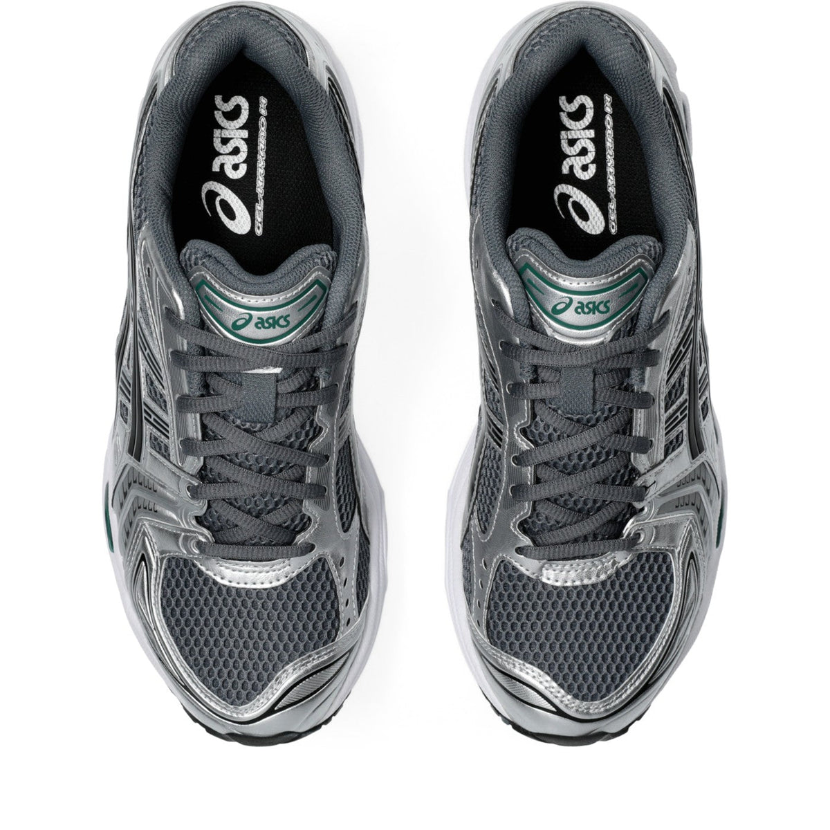 ASICS GEL-Kayano 14 Gris / Argent / Vert – vue du dessus