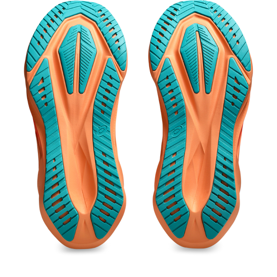ASICS Novablast 5 Aqua / Orange – vue de la semelle extérieure